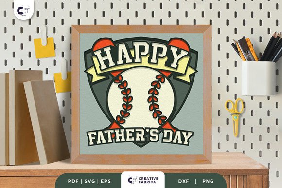 Baseball Dad 3D Shadow Box Papercut – A Unique Gift for the Ultimate Fan